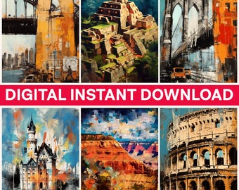 Landmark Png Bundle, Travel Png, Architecture Png, Cityscape Png, Bridge Png, Castle Png, Grand Canyon Png, Colosseum Png