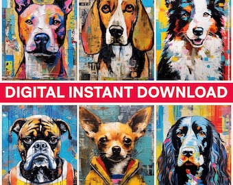 Colorful Dog Png, Dog Breeds Png, Art Dogs, Dog Art Png, Beagle Png, Bulldog Png, Chihuahua, Instant Download Digital Bundle Png