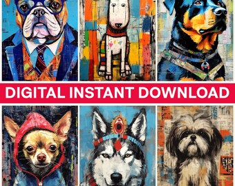 Designer Dogs Png, Dogs Art, Animal Png, Digital Dogs Bundle, Dog Breeds, Dogs Clipart, Dog Lover Gift, Cute Dogs Png