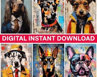Dapper Dogs Png, Dogs in Clothes, Cute Dog Art, Dog Breeds Png, Funny Dog Png, Digital Bundle Png, Instant Download
