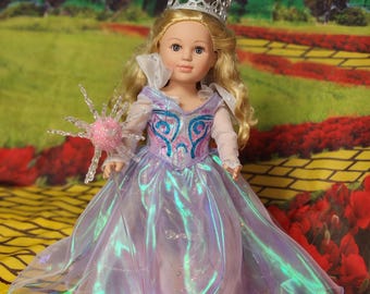 Glinda doll dress crown and wand. Fits 18 inch doll