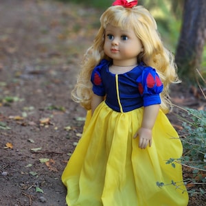 Princess Yellow dress with blue puffed sleeves 18&quot; Doll Dress