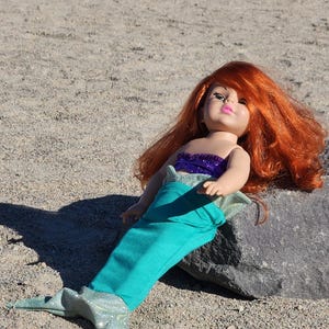 Ariel Mermaid Tail and Bra fits 18" doll afbeelding 1