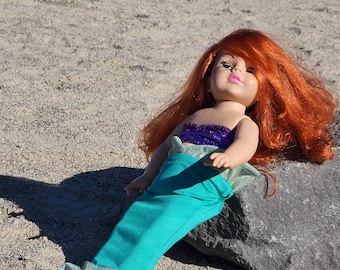 Ariel Mermaid  Tail and Bra fits 18" doll