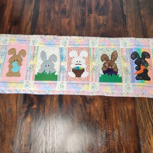 Table Runner Easter Embroidered Bunny