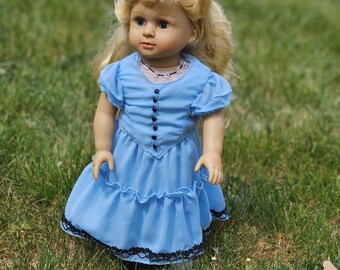Blue dress black lace live action Alice in Wonderland 18" Doll dress