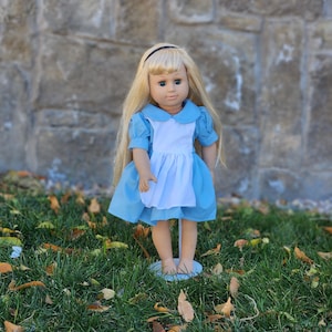 Blue dress with white apron 18&quot; Doll dress
