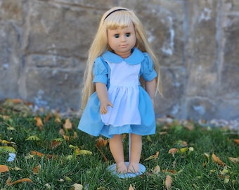 Blue dress with white apron Alice 18" Doll dress