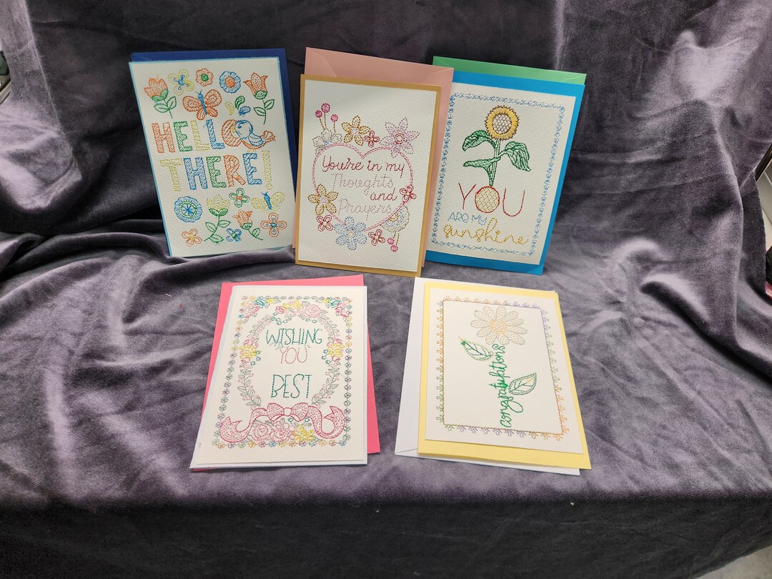 Blank All Occasion Embroidered Cards Set of 5, Paper - Etsy