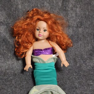 Ariel Mermaid Tail and Bra fits 18" doll afbeelding 4