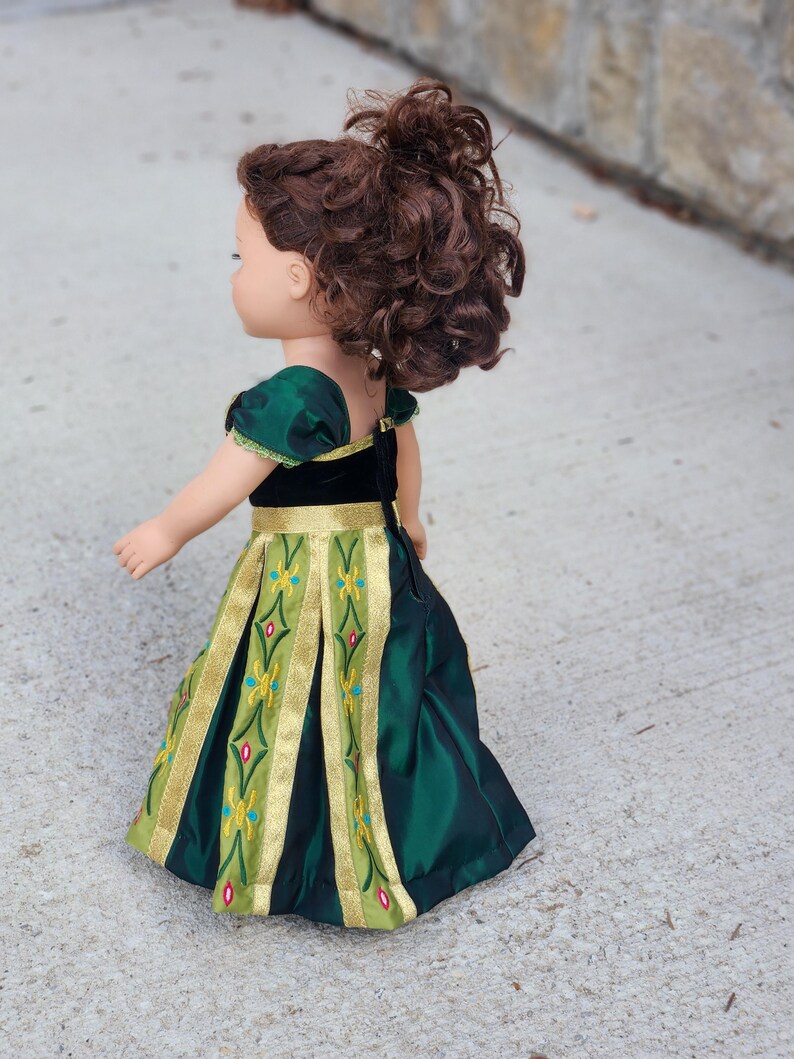 Green coronation Anna like 18" Doll Dress gold Bild 2