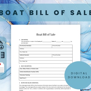 As-Is Boat Bill of Sale Template | Instant Digital Download and Print | Sale Forms | Auto Record | Vehicle For Sale I Editable w/ Word I PDF