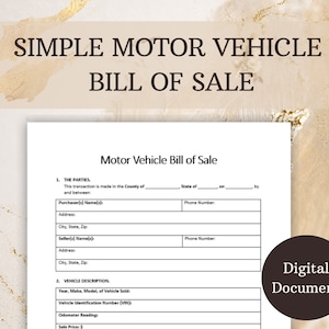 Car Bill of Sale As-Is Template | Instant Digital Download and Print | Car Sale Form | Ready Printable | Bill of Sale for Car I PDF & WORD