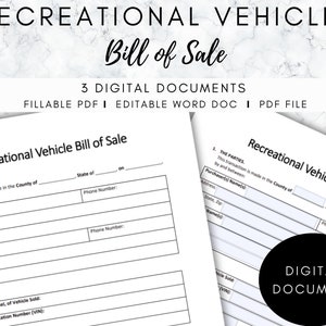 Camper RV Bill of Sale As-Is Template | Instant Digital Download and Print | RV Sale Form | Ready Printable | Bill of Sale I PDF & Word