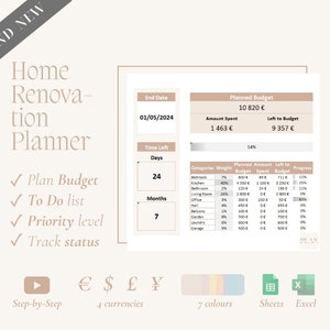 Home Renovation Planner, Home Renovation Template, Home Renovation Budget, House Project List, Home Project Planner, Home Decor Planning