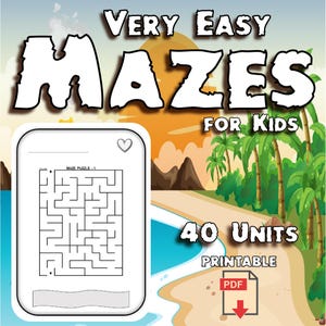 40 Very easy Mazes for Kids with solutions.
