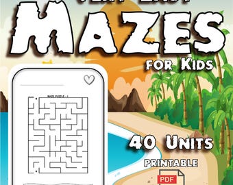 40 Very easy Mazes for Kids with solutions.