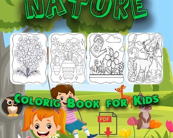 Libro para colorear de naturaleza para niños mayores de 6 años (32 unidades)
