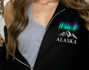 Alaska Aurora Sweatshirt| Alaska Northern Lights| Alaska Cruise Shirt| Alaska Souvenir | Alaska ZipUP Hoodie| Aurora Borealis Graphic Tee