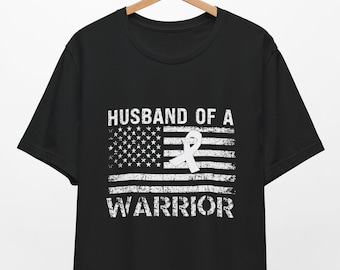 Lung Cancer Husband of Warrior Shirt 4 Him | Support for Wife with Lung Cancer | Bone Cancer Awareness Ribbon Tee | Cancer Support T-Shirt