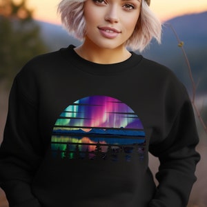 Camiseta gráfica Aurora Boreal/ Sudadera Northern Lights/ Noruega Aurora Crewneck / Camisa de viaje de Islandia/ Camisa de Alaska / Crucero por Alaska