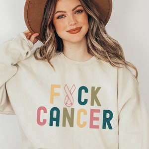 F.ck Cancer BreastCancer Awareness SweatShirt| Cancer Survivor Crewneck| Fight Cancer Gift for BreastCancer Warrior| Cancer Support Shirt