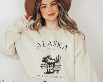 Alaska Woods Moose Sweatshirt| Alaskan Cruise Shirt| Alaska The Last Frontier Unisex Hoodie| Outdoorsy Gift| Alaska Travel Kids Pullover T
