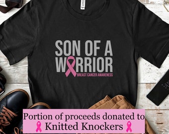 Fils de guerrier du cancer du sein | Don cancer du sein| T-shirt ruban cancer du sein| Sensibilisation au cancer du sein| T-shirt de soutien contre le cancer