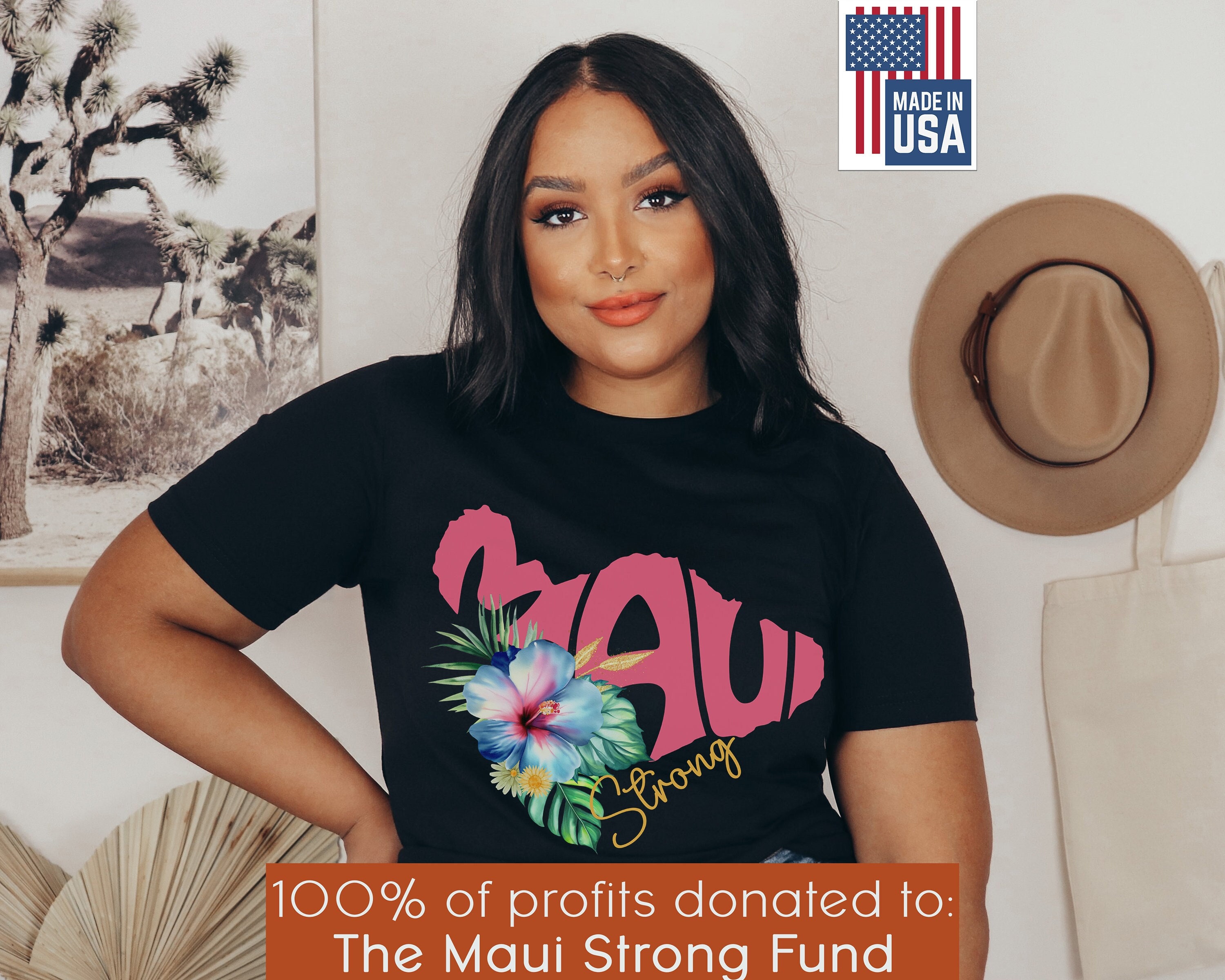 Maui Strong Fundraising Shirt| Maui Strong Donation| Hawaii Hibiscus| All Profits will be Donated| Hawaii Fires Solidarity