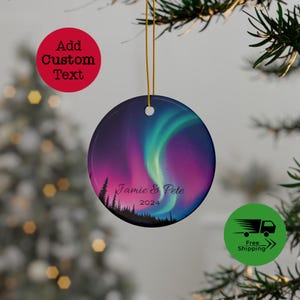 Aurora Borealis Winter Ceramic Ornament Personalized | Northern Lights Ornament Gift for Night Sky Lover | Unique Celestial Gift 4 Stargazer