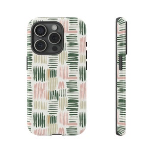 Boho Sage Green Mud Cloth Inspired Phone Case| Sage Green & Pink Ethnic Phone Case Cover fit for iPhone, Samsung, Pixel| Artsy Phone Case