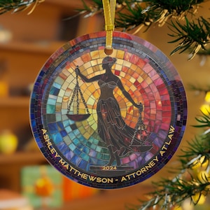 Lawyer Graduation Gift Ornament Lady Justice Custom Lawyer Gift for 2024 Graduation Gift Scale of Justice Stained Glass Ornament 4 Attorney