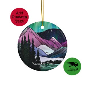 Northern Lights Ceramic Ornament Faux Stained Glass | Aurora Borealis Ornament Gift for Night Sky Lover | Unique Celestial Gift 4 Stargazer