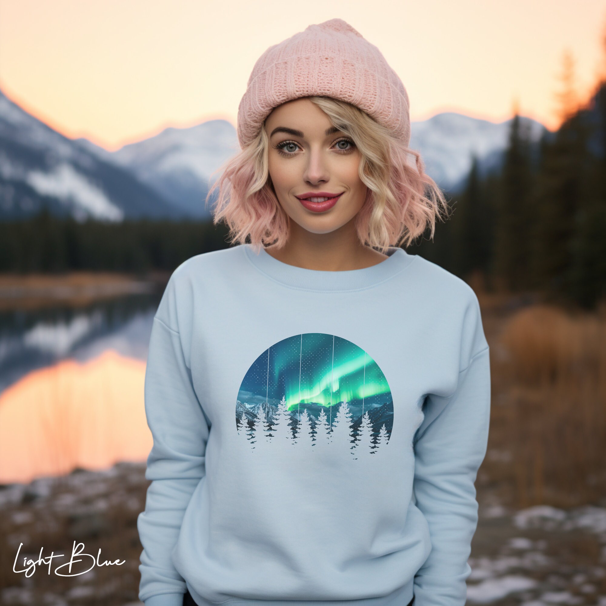 Northern Lights Sweatshirt Aurora Borealis Graphic Tee Nature Tshirts ...
