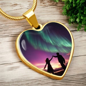 Personalized Aurora Borealis Dark Skies Necklace| Custom Northern Light Necklace| Outdoor Lover Jewelry| Engraved Aurora Jewelry Gift 4 Her