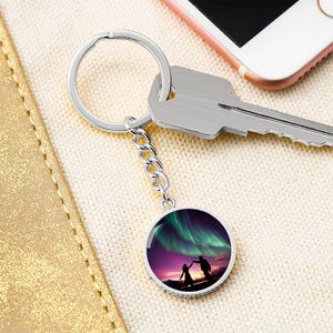 Personalized Northern Lights Lovers KeyChain| Custom Aurora Borealis Gift| Outdoor Lover Jewelry| Engraved Aurora Birthday Gift 4 Him or Her