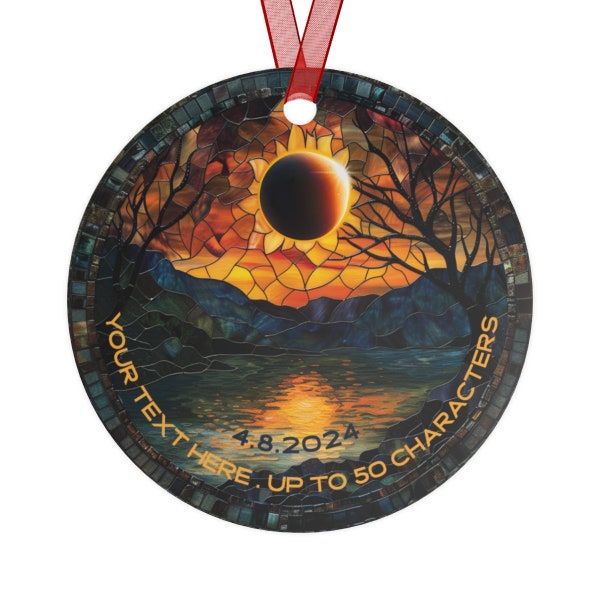 Solar Eclipse Mountain Lake Custom Ornament - Glass, Metal, Ceramic Gift | Total Eclipse Personalized Memento Keepsake | Nature Lover Gift