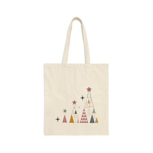 Christmas Tote Bag| Reusable Christmas Gift Bag| Christmas Tree Canvas Bag| Minimalist Pink Christmas Shopping Bag| Holiday Favors Gift Bag