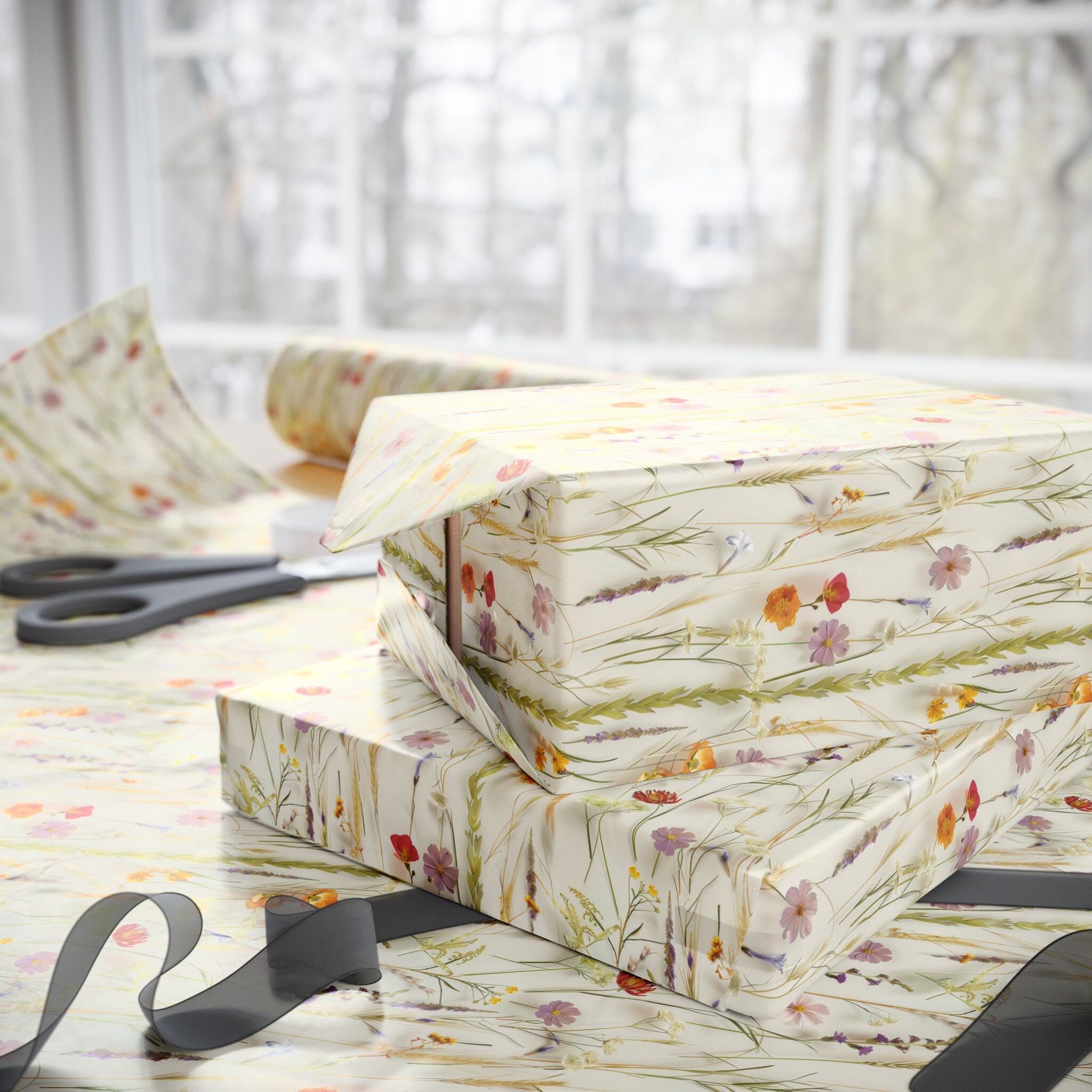 Botanical Wildflower Wrapping Paper | Luxury Mothers Day Gift Wrap ...