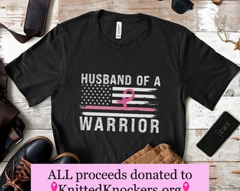 T-shirt mari de guerrier cancer du sein | Don cancer du sein| T-shirt ruban cancer du sein| Sensibilisation au cancer du sein| T-shirt de soutien contre le cancer