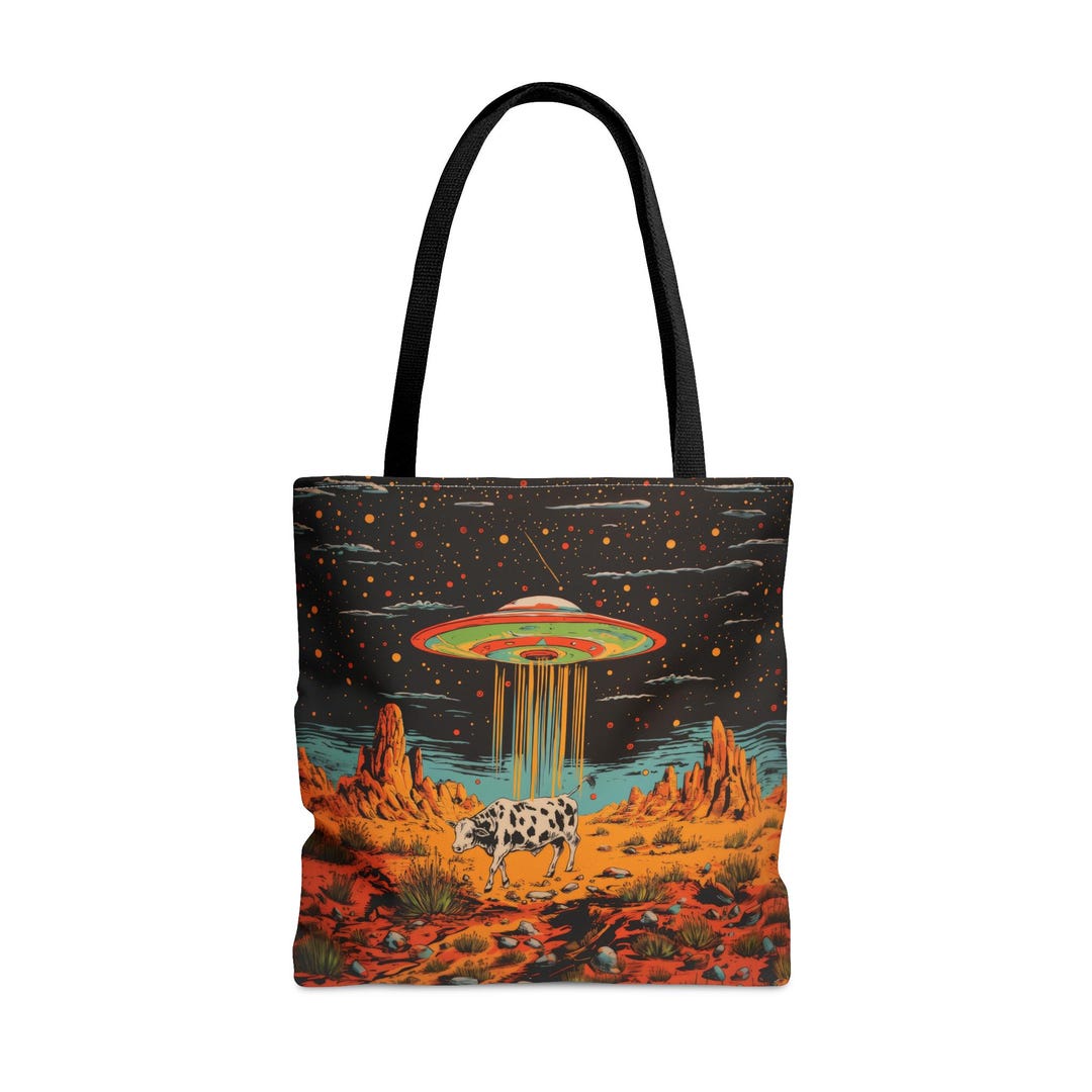 Cow Abduction Tote Bag Gift 4 Her | Gift for Alien Lover | Quirky Fun ...