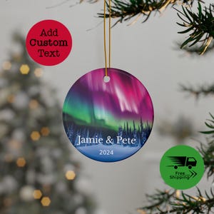 Aurora Borealis Winter Ceramic Ornament Personalized | Northern Lights Ornament Gift for Night Sky Lover | Unique Celestial Gift 4 Stargazer
