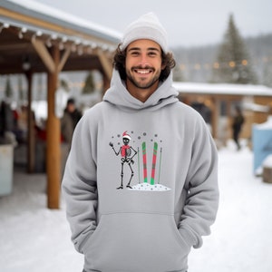 Ski Hoody| Skeleton Ski Hoodie| Snow Skiing Christmas Shirt| Skiing Couple Hoodi| Skeleton Christmas Shirt| Gift for Skier| Boyfriend Gift