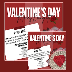 Editable Canva Money Bouquet Valentine Flyer Template