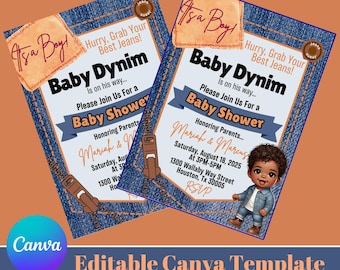 Denim Jeans Baby Shower Flyer Template Invitation