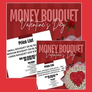 Editable Canva Money Bouquet Valentine Flyer Template