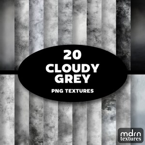 Può includere: 20 texture PNG grigie nuvolose. Una collezione di 20 texture di carta digitale in tonalità di grigio con un effetto nuvoloso e marmoreo.
