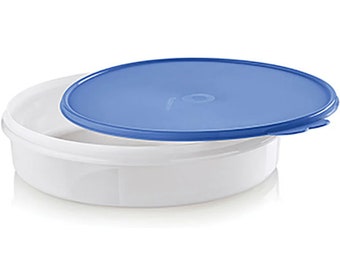 Tupperware 12 Round Pie Keeper. White with Yellow Seal