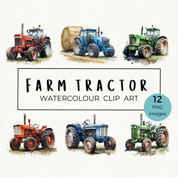 Tractor watercolour clipart farm tractor watercolour illustration nursery decor farm tractor PNG farm sublimation tractor art
