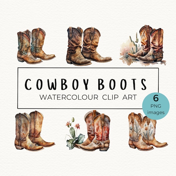 Cowboy cowgirl boots watercolor clipart bundle cowgirl boots illustration cowboy boots clipart PNG cowboy sublimation cowgirl art